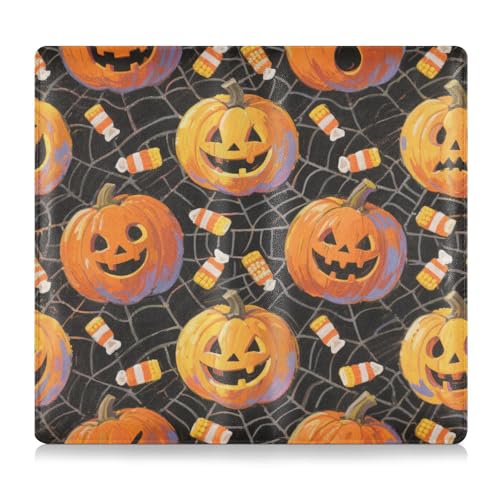 Halloween Orange Pumpkin Premium Leder Auto Registrierung & Versicherung Kartenhalter Dokumententasche für Fahrer Autobesitzer Anhänger Motorrad Boot von tplaotee