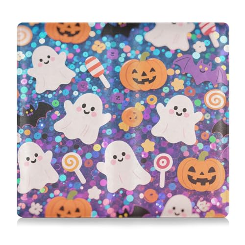 Halloween Pailletten Gelb Kürbis Leder Auto Registrierung Versicherung & Ausweishalter Essential Wallet Case für Fahrer Auto Besitzer Anhänger Motorrad Boot von tplaotee