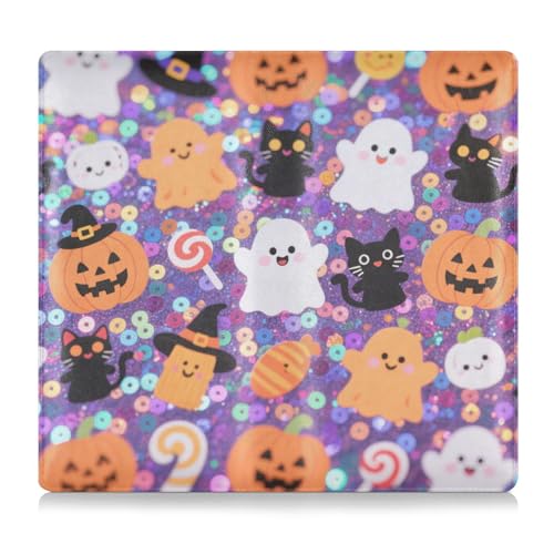 Halloween Pailletten Gelb Kürbis PU Leder Auto Registrierung Versicherung & Ausweishalter Essential Car Wallet Case für wichtige Dokumente, Führerschein, Karten von tplaotee