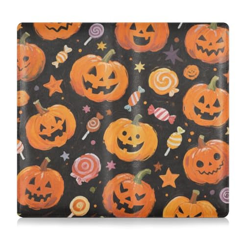Halloween gelbe Kürbisbonbons Leder Auto Versicherung und Registrierungskartenhalter perfekte Auto-Essentials Geldbörse für jedes Auto, LKW, Motorrad, Anhänger oder Boot von tplaotee