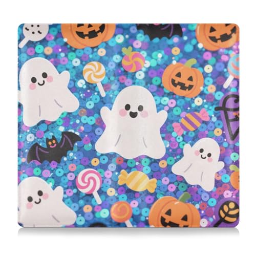 Halloween gelbe Pailletten Kürbis Leder Auto Versicherung und Zulassungskartenhalter Essential Auto Wallet Case für Karten, wichtige Dokumente, Führerschein Fahrzeug Papiere von tplaotee