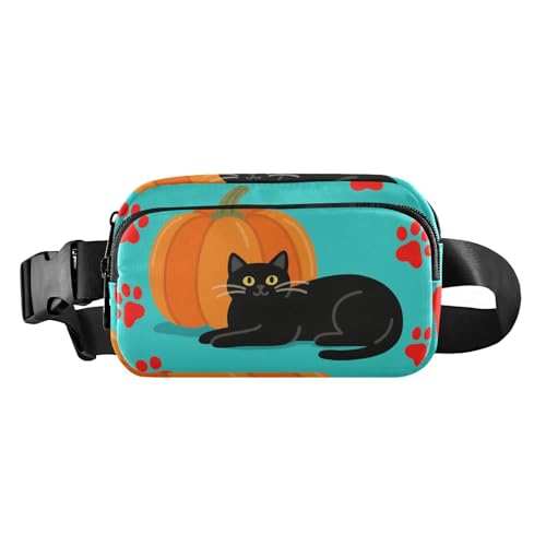 Halloween schwarze Katzen und Kürbisse, stilvolle Bauchtasche für Männer und Frauen, wasserabweisend, Reisezubehör mit verstellbarem Gurt für Reisen, Einkaufen, Laufen von tplaotee