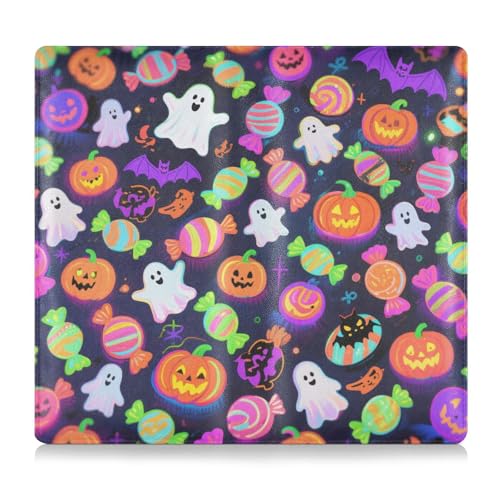 Happy Halloween Bunte Candy Ghosts PU-Leder-Kfz-Registrierungs- und Versicherungskartenhalter, Auto-Brieftaschen-Etui für wichtige Dokumente, Führerschein, Karten von tplaotee
