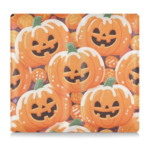 Happy Halloween Pumpkin Orange Premium Leder Auto Registrierung & Versicherung Kartenhalter Essential Wallet Case für wichtige Dokumente, Führerschein, Karten von tplaotee