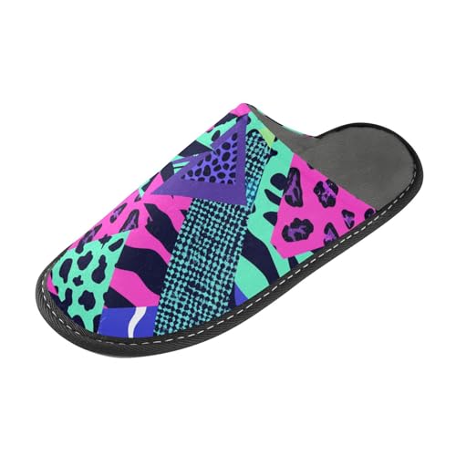 Hausschuhe für Damen, Leopardenmuster, Dreiecke, Streifen, Punkte, Hausschuhe, Hausschuhe für Damen, mit Memory-Schaum, für Haus, Schlafzimmer von tplaotee