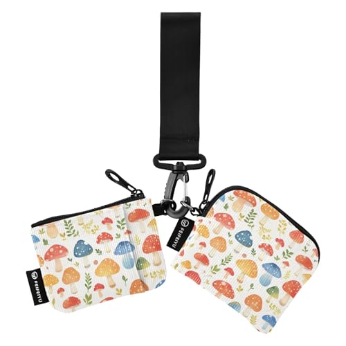 Herbstpilze Aquarell Damen Geldbörsen Kartenetuis Slim Abnehmbare Geld Organizer mit Handgelenkschlaufe für Damen Mädchen 2 Stück, Herbstpilze Aquarell, 1 size, Art Deco von tplaotee