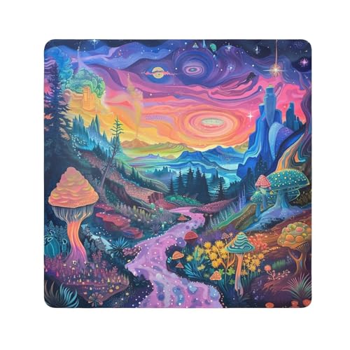 Hippy Magic Landschaft, schützende Reisetasche, Stoff, Kosmetiktasche, Organizer, Verpackung, Kameralinse, Tuch für Toilettenartikel, Größe 55,1 x 55,1 cm von tplaotee