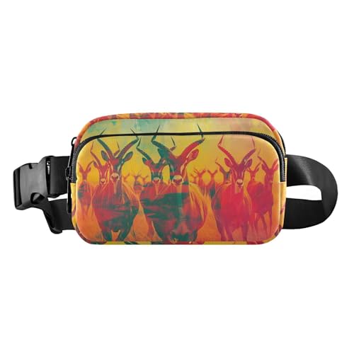 Hüfttasche mit Tintenmalerei, Antilope, rot, trendige Gürteltasche für Damen, Herren, Teenager, kleine Umhängetasche mit verstellbarem Riemen für Reisen, Fitnessstudio, Arbeit von tplaotee