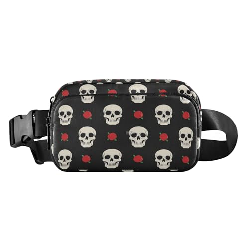 Hüfttasche mit weißem Totenkopf, für Damen und Herren, kleine Bauchtasche mit verstellbarem Riemen für Shopping, Sport, Arbeit Hüfttasche mit weißem Totenkopf, für Damen und Herren, kleine Bauchtasche mit verstellbarem Riemen für Shopping, Sport, Arbeit von tplaotee