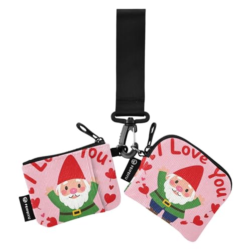 I Love Your Valentine Cartoon Zwerg Damen Münzgeldbörsen Kartenetuis klein tragbar Reißverschluss Geldbörse Münztasche mit Reißverschluss Münzfach für Damen Mädchen 2 Stück, Ich liebe deinen von tplaotee