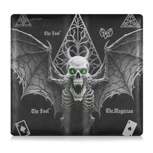 Karten-Stil, böses Skelett, Tarot-Leder, Auto-Registrierungs- und Versicherungskartenhalter, perfekte Auto-Essentials Geldbörse für Fahrer, Autobesitzer, Anhänger, Motorrad, Boot von tplaotee