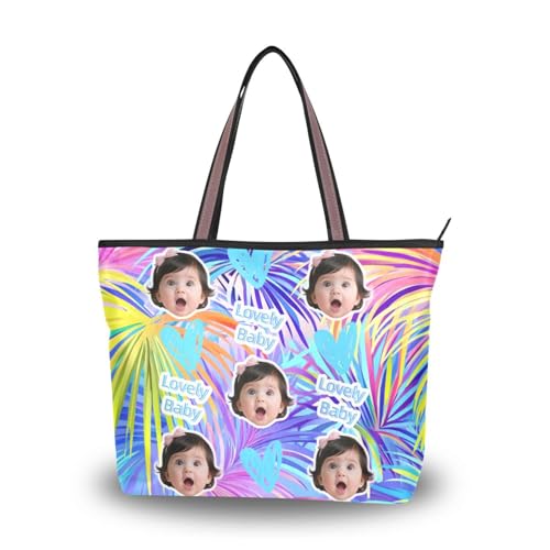 Kleine Handtaschen aus Seidenstoff mit Reißverschluss, stilvoll, individuelles Bild auf Taschen für Damen, Handtasche (Senario), Größe 40 x 29 cm, bunte tropische Pflanzen von tplaotee