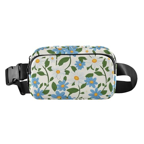 Kleine blaue Gänseblümchen und Blumen, modische Umhängetasche, Hüfttasche für Damen, Herren, Teenager, wasserdicht, mit verstellbarem Gurt, für Radfahren, Wandern, Fitnessstudio von tplaotee