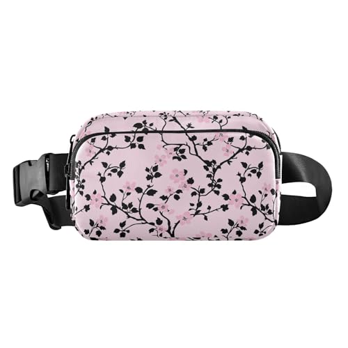 Kleine modische Gürteltasche für Damen, Herren, Teenager, kleine Crossbody-Tasche mit verstellbarem Riemen, für Reisen, Laufen, Wandern, Pfirsichschwarz von tplaotee