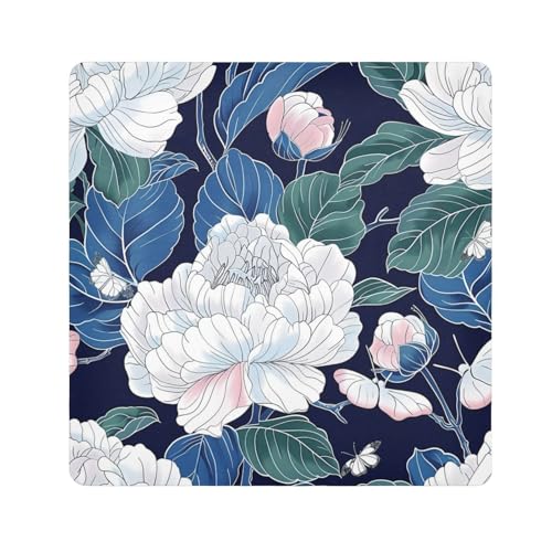 Kosmetik-Halter, Motiv: Blumen, grüne Blätter, Reise-Kulturbeutel, Organizer, Verpackung, Kameralinse, Tuch für Toilettenartikel, Größe 55,1 x 55,1 cm von tplaotee