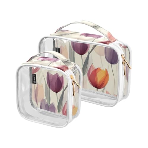 Kosmetiktasche für Herren, transparent, dekorativ, TSA-genehmigt, TSA-geprüft, tragbar, groß, 2 Stück von tplaotee
