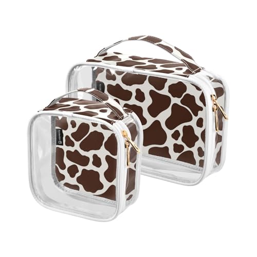 Kosmetiktasche für Herren, transparent, dekorativ, TSA-genehmigt, brauner Kuhdruck, tragbar, mit Reißverschluss, Flughafen, Fluggesellschaften, Bolsa de Maquillaje Kosmetiktasche für Herren, transparent, dekorativ, TSA-genehmigt, brauner Kuhdruck, tragbar, mit Reißverschluss, Flughafen, Fluggesellschaften, Bolsa de Maquillaje von tplaotee