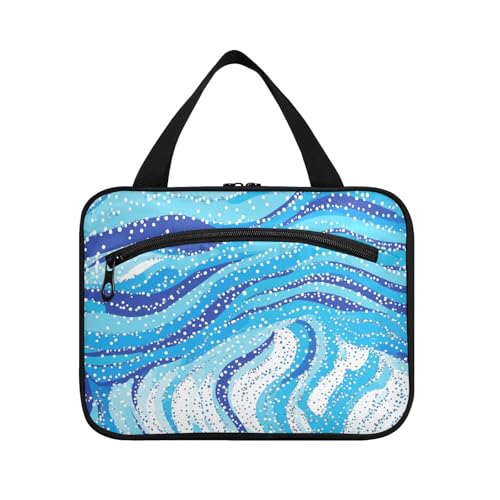 Kosmetiktasche für Toilettenartikel zum Aufhängen, mit Haken, schicker Designer-Kosmetik-Organizer für Damen, ein Muss für Reisen, Maleta Para Maquillaje M, Hellblaue Schneeflocke, Medium von tplaotee
