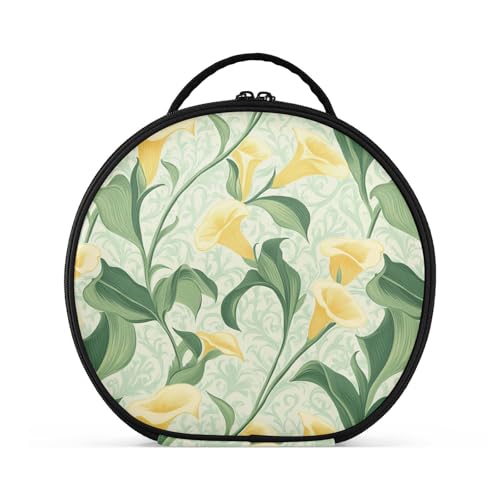 Kosmetiktasche im Retro-Stil mit gelben Calla-Lilien-Blumen, vertikal, freistehend, leicht, Reise-Kosmetiktasche für Damen, mit verstellbaren Trennwänden, 27,9 cm von tplaotee