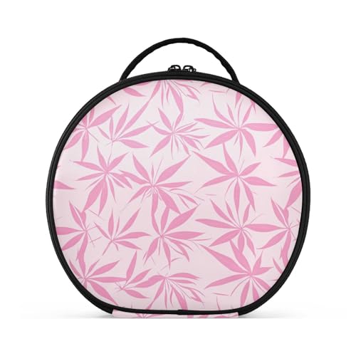 Kosmetiktasche mit Ahornblattmotiv, Reisegröße, große Make-up-Tasche für Damen, mit verstellbaren Trennwänden, 27,9 cm, Rosa von tplaotee