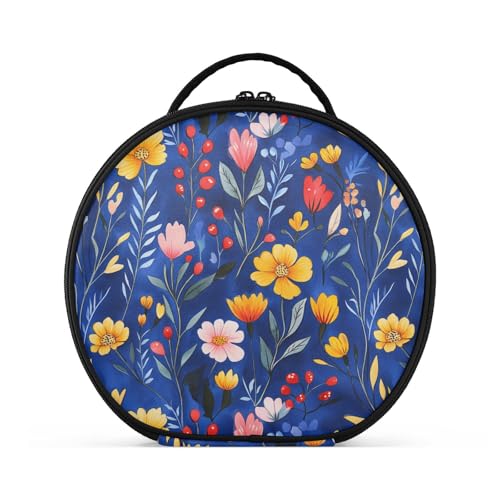 Kosmetiktasche mit Cartoon-Motiv, bunt, Oberonia-Blume, Reisegröße, Zubehör, leichte Kosmetiktasche für Geldbörse, mit verstellbaren Trennwänden, 27,9 cm, Königsblau von tplaotee