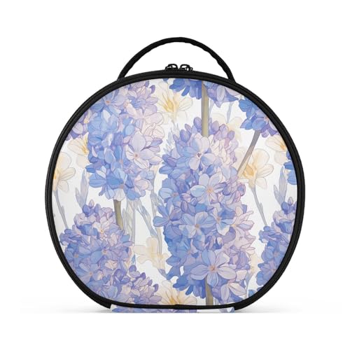 Kosmetiktasche mit Fächern und Griff, Cartoon-Hyazinthe, elektrisch, Blau, große Kosmetiktaschen für Damen, Reisen, mit verstellbaren Trennwänden, 27,9 cm von tplaotee