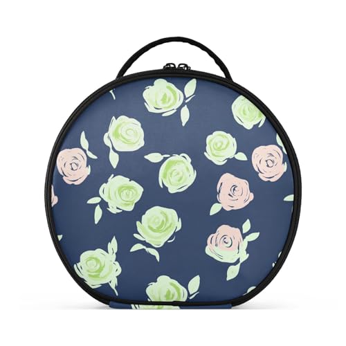 Kosmetiktasche mit Fächern und Griff, Reißverschluss, Kosmetiktasche für Damen, mit verstellbaren Trennwänden, 27,9 cm, Rosa / Limettengrün und Marineblau von tplaotee