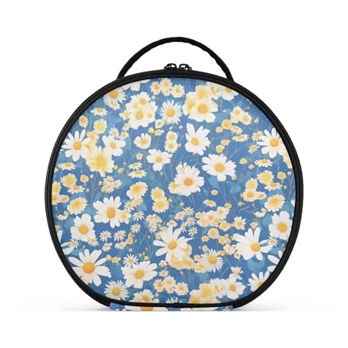 Kosmetiktasche mit Fächern und Griff, stilvolle Reisetasche für Damen, mit verstellbaren Trennwänden, 27,9 cm, Weiß / Zitronengelb von tplaotee