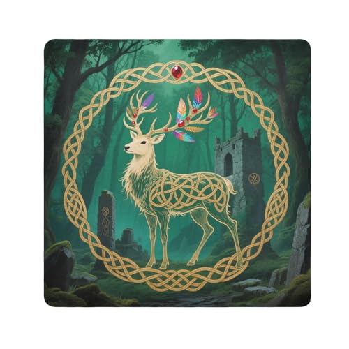 Kosmetiktasche mit Feen-Hirschmotiv, selbstklebend, für Damen, Größe: 55,1 x 55,1 cm, Grün von tplaotee