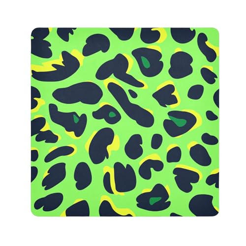 Kosmetiktasche mit Leopardenfell-Druck, selbstklebend, für Damen, Größe 55,1 x 55,1 cm, Grün / Schwarz von tplaotee