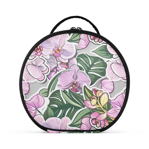 Kosmetiktasche mit Orchideen-Blumenmuster, bunt, Reisegröße, Zubehör, leichte Kosmetiktasche für Damen, mit verstellbaren Trennwänden, 27,9 cm von tplaotee