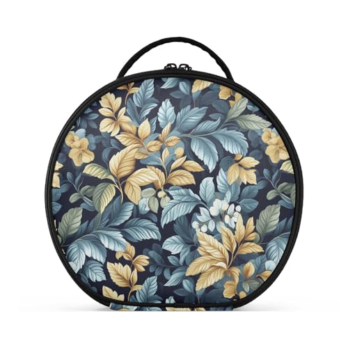 Kosmetiktasche mit Retro-Blättermuster, Federform, vertikal, freistehend, wasserdicht, Make-up-Tasche für Damen, mit verstellbaren Trennwänden, 27,9 cm von tplaotee