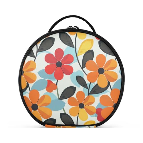 Kosmetiktasche mit Retro-Blumen, mit Fächern und Griff, tragbare Kosmetiktasche für Geldbörse, mit verstellbaren Trennwänden, 27,9 cm von tplaotee