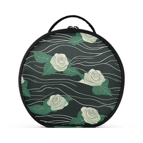 Kosmetiktasche mit Rosen-Samtband, Reisegröße, große Kosmetiktasche für Damen, mit verstellbaren Trennwänden, 27,9 cm, Grasgrün von tplaotee