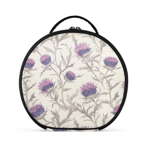 Kosmetiktasche mit Schottlanddistel, vertikal, freistehend, leicht, Kosmetiktasche für Damen, mit verstellbaren Trennwänden, 27,9 cm von tplaotee