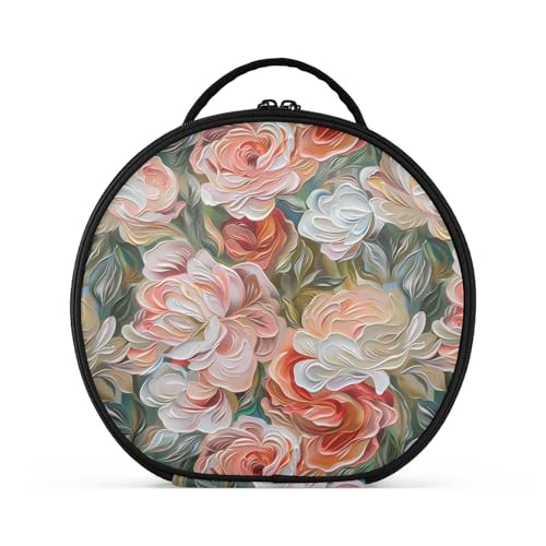 Kosmetiktasche mit Stereo-Rosen, 3D-Stereoskop-Stil, mit Fächern und Griff, Reißverschluss, Kosmetiktasche für Damen, Reisen, mit verstellbaren Trennwänden, 27,9 cm von tplaotee