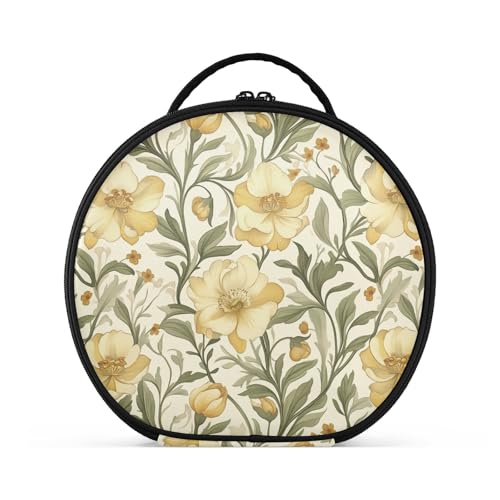 Kosmetiktasche mit Vintage-Blumenmuster, mit Fächern und Griff, für Damen, mit verstellbaren Trennwänden, 27,9 cm von tplaotee