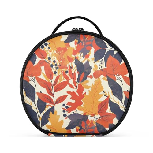 Kosmetiktasche mit buntem Blättermuster, Reisegröße, Zubehör, stilvolle Kosmetiktasche für Damen, mit verstellbaren Trennwänden, 27,9 cm von tplaotee