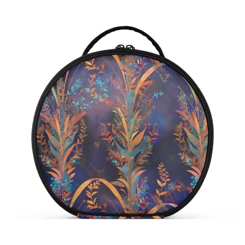 Kosmetiktasche mit buntem Blättermuster, mit Fächern und Griff, leichte Make-up-Tasche für Damen, mit verstellbaren Trennwänden, 27,9 cm von tplaotee