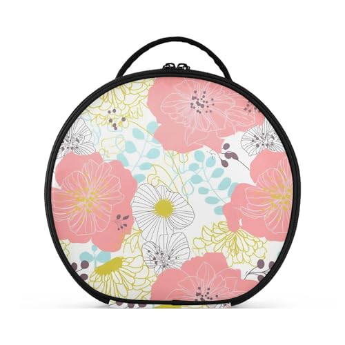Kosmetiktasche mit bunten Blumen, Reisegröße, Zubehör, tragbare Tasche für Damen, mit verstellbaren Trennwänden, 27,9 cm von tplaotee