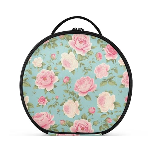 Kosmetiktasche mit frischem Blumenmotiv, vertikal, freistehend, stilvolle Make-up-Tasche für Damen, mit verstellbaren Trennwänden, 27,9 cm von tplaotee