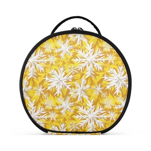 Kosmetiktasche mit gelben Schneeflocken, vertikal, freistehend, wasserdicht, Kosmetiktasche für Damen, mit verstellbaren Trennwänden, 27,9 cm von tplaotee