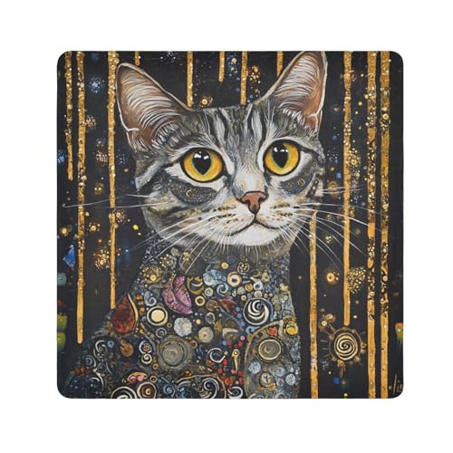 Kosmetiktasche mit geometrischem Kunststil, Katzen-Illustration, magischer Aufkleber, Reise-Kosmetiktasche, Kulturbeutel, Organizer, für Kamera, Objektiv, Tasche, Organizer, Taschen für Damen, Größe von tplaotee