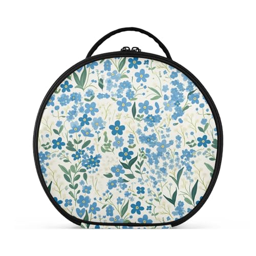 Kosmetiktasche mit kleinen Blumen, mit Fächern und Griff, große Make-up-Tasche für Damen, mit verstellbaren Trennwänden, 27,9 cm, Blau und Grün von tplaotee