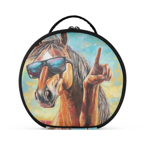 Kosmetiktasche mit lustigem Pferd, vertikal, freistehend, leicht, Kosmetiktasche für Damen, mit verstellbaren Trennwänden, 27,9 cm von tplaotee