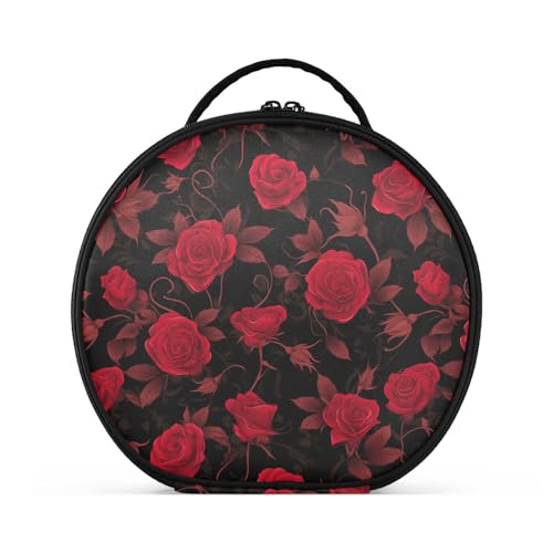 Kosmetiktasche mit roten Rosen, Gothic-Stil, Reisegröße, Zubehör, Kosmetiktasche für Damen, mit verstellbaren Trennwänden, 27,9 cm von tplaotee