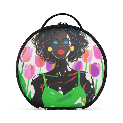 Kulturbeutel für Damen, mit verstellbaren Trennwänden, 27,9 cm, Schwarz von tplaotee
