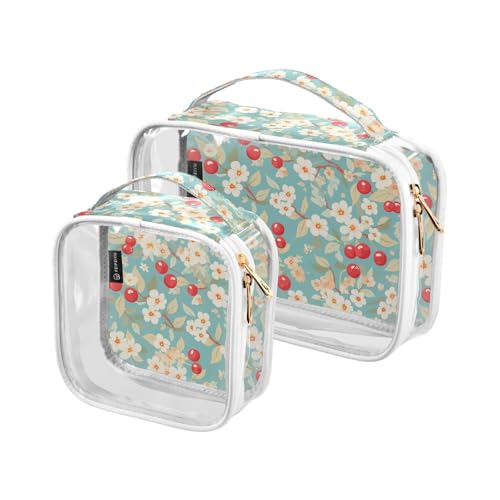 Kulturbeutel für Herren, transparent, dekorativ, TSA-genehmigt, Kirschblaugrün, klein, 2 Stück Kulturbeutel für Herren, transparent, dekorativ, TSA-genehmigt, Kirschblaugrün, klein, 2 Stück von tplaotee