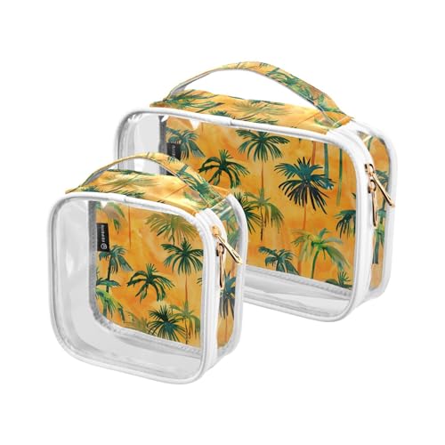 Kulturbeutel für Herren, transparent, dekorativ, TSA-genehmigt, Sommer, Orange, tropische Bäume, multifunktional, kleine Kosmetiktasche, Rasierset, 2 Stück Kulturbeutel für Herren, transparent, dekorativ, TSA-genehmigt, Sommer, Orange, tropische Bäume, multifunktional, kleine Kosmetiktasche, Rasierset, 2 Stück von tplaotee