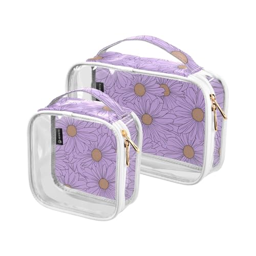 Kulturbeutel für Herren, transparent, dekorativ, TSA-genehmigt, Violett, Gänseblümchen, wasserabweisend, Reise-Make-up-Tasche, Flughafen, Fluggesellschaft, Bolsa de Maquillaje Kulturbeutel für Herren, transparent, dekorativ, TSA-genehmigt, Violett, Gänseblümchen, wasserabweisend, Reise-Make-up-Tasche, Flughafen, Fluggesellschaft, Bolsa de Maquillaje von tplaotee